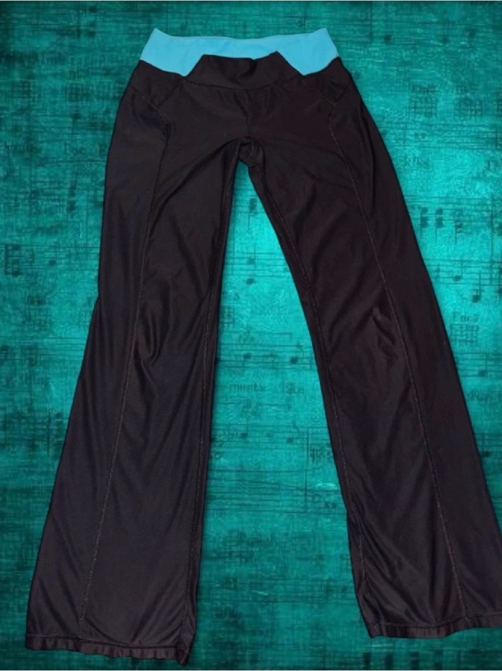 Calvin Klein Black Flared Active Pants with Light Blue Waistband